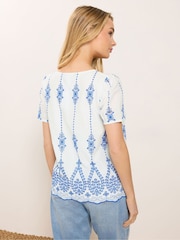 M&Co White Embroidered Short Sleeve Top - Image 2 of 5