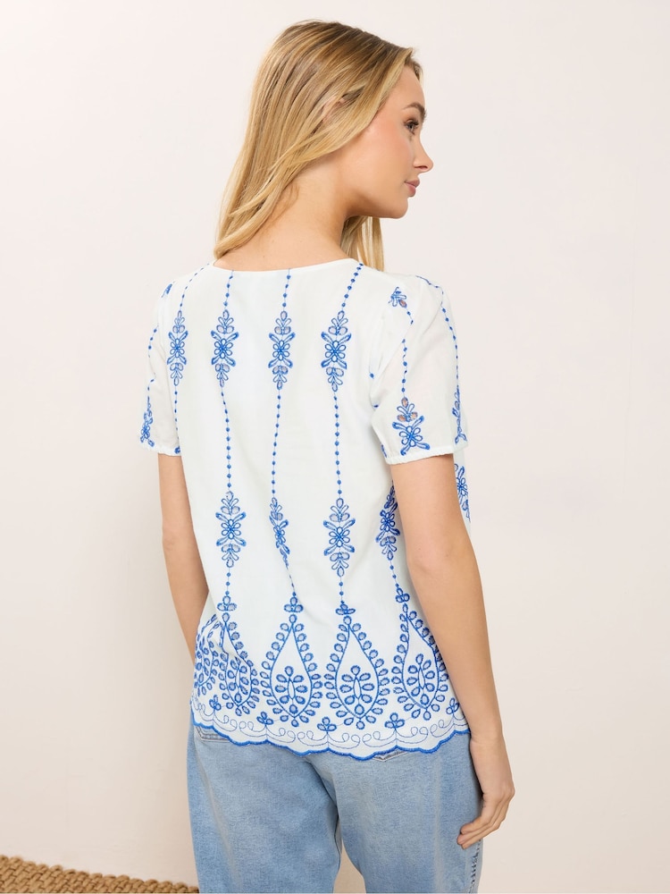 M&Co White Embroidered Short Sleeve Top - Image 2 of 5