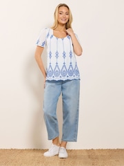 M&Co White Embroidered Short Sleeve Top - Image 3 of 5