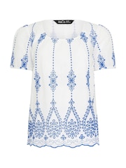 M&Co White Embroidered Short Sleeve Top - Image 5 of 5