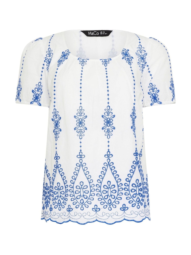 M&Co White Embroidered Short Sleeve Top - Image 5 of 5