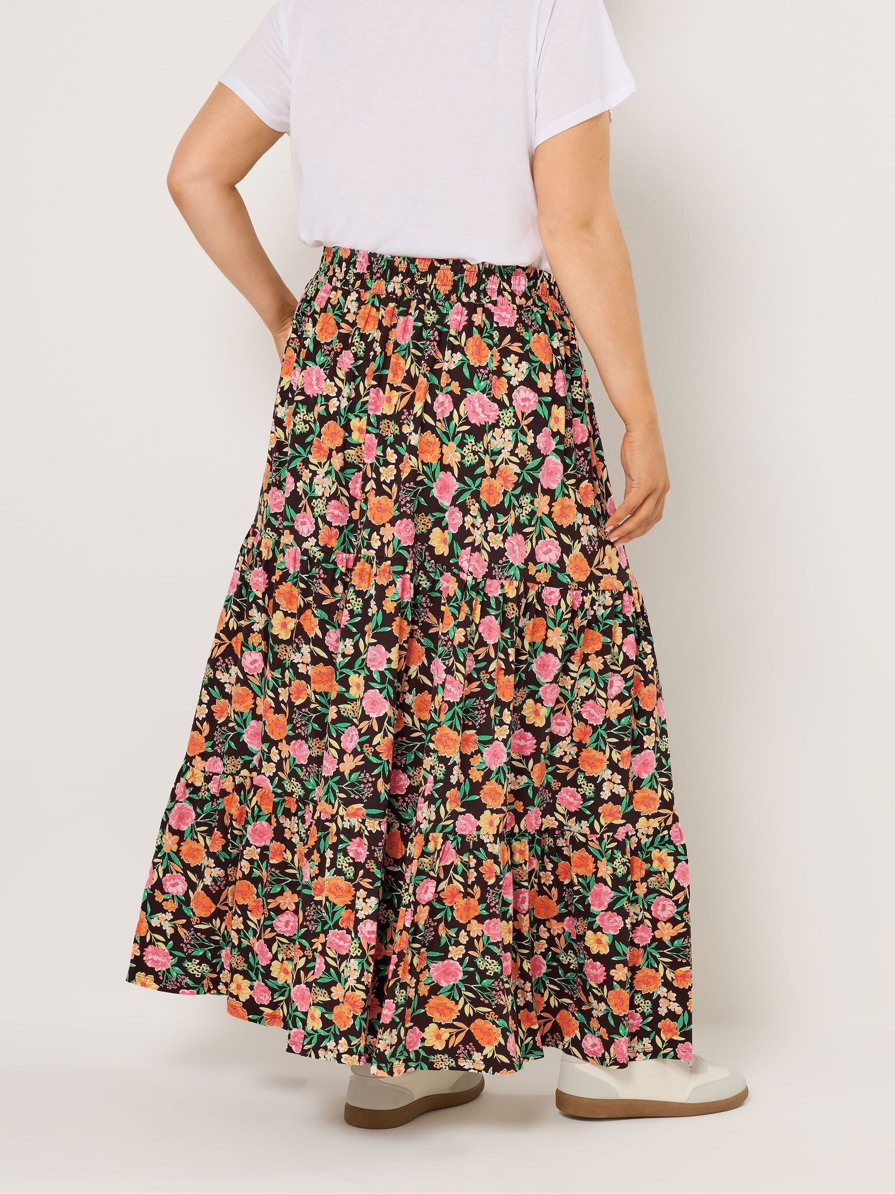 Buy Yours Curve Black Floral Tiered Skirt from Next USA
