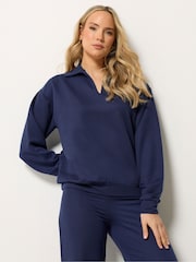 Long Tall Sally Blue Collared Sweat Top - Image 1 of 5