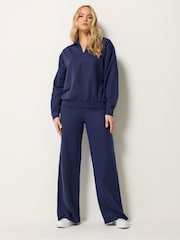 Long Tall Sally Blue Collared Sweat Top - Image 2 of 5