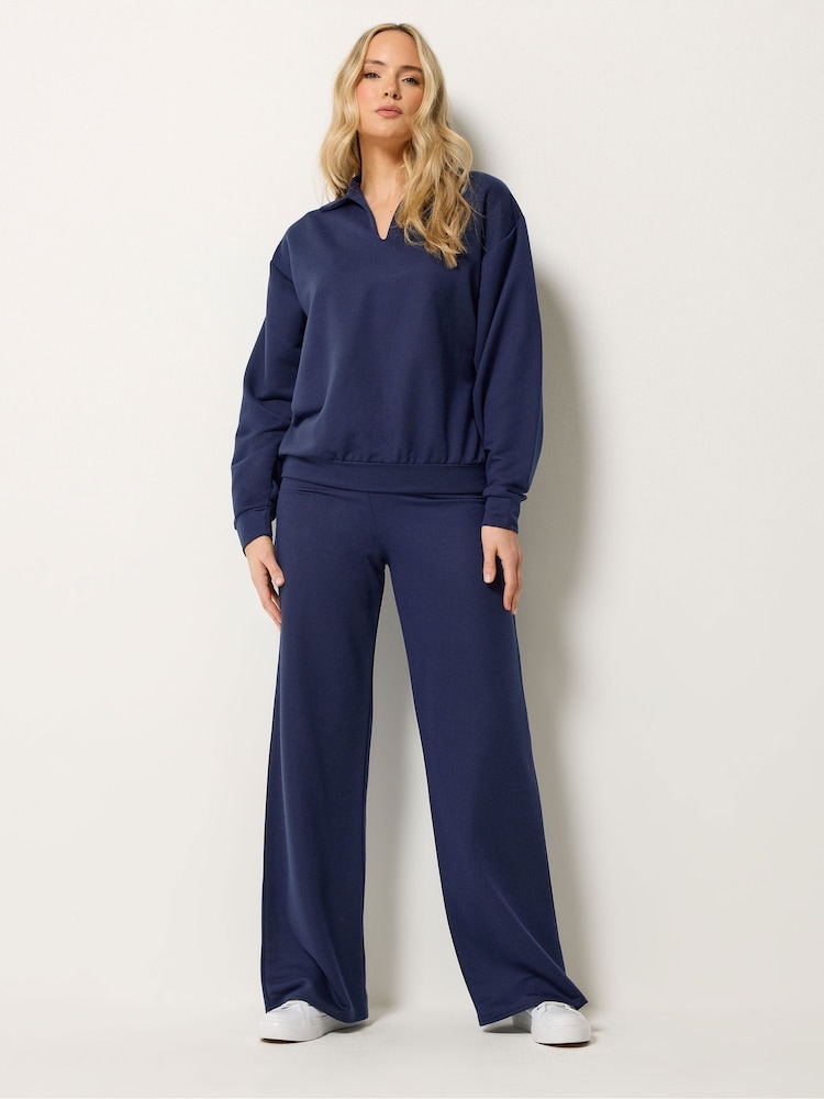 Long Tall Sally Blue Collared Sweat Top - Image 2 of 5 Long Tall Sally Blue Collared Sweat Top - Image 2 of 5