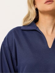 Long Tall Sally Blue Collared Sweat Top - Image 4 of 5
