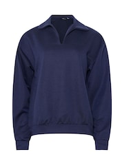 Long Tall Sally Blue Collared Sweat Top - Image 5 of 5
