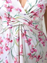 Yours Curve White London Floral Wrap Front Top - Image 4 of 5