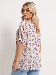 Yours Curve Pink Crochet Short Sleeve Boho Top - Image 3 of 4