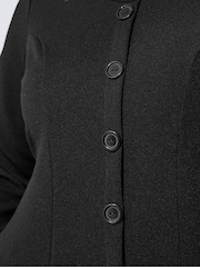 Yours Curve Black Limited Seam Detail Button Long Sleeve Top - Image 4 of 5