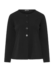 Yours Curve Black Limited Seam Detail Button Long Sleeve Top - Image 5 of 5