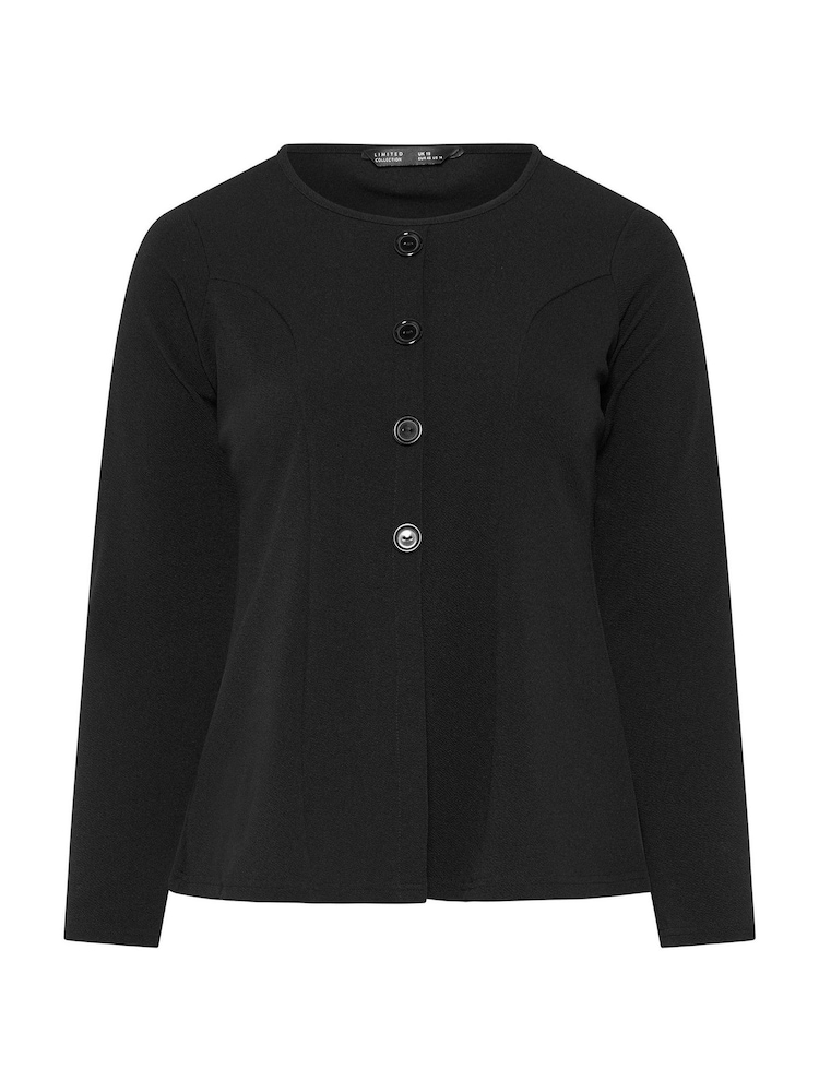 Yours Curve Black Limited Seam Detail Button Long Sleeve Top - Image 5 of 5