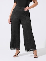Yours Curve Black Limited Lined Lace Trousers - Image 1 of 5