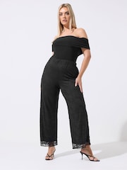 Yours Curve Black Limited Lined Lace Trousers - Image 2 of 5