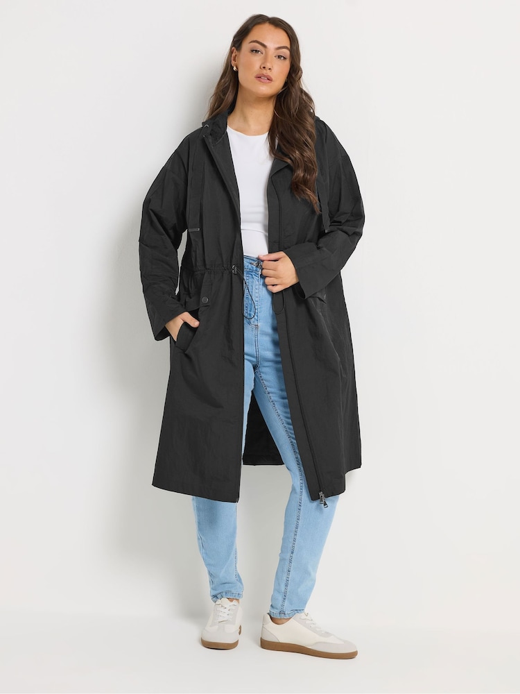 Yours Curve Black Longline Parka Jacket - Image 1 of 5