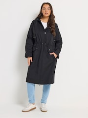 Yours Curve Black Longline Parka Jacket - Image 2 of 5