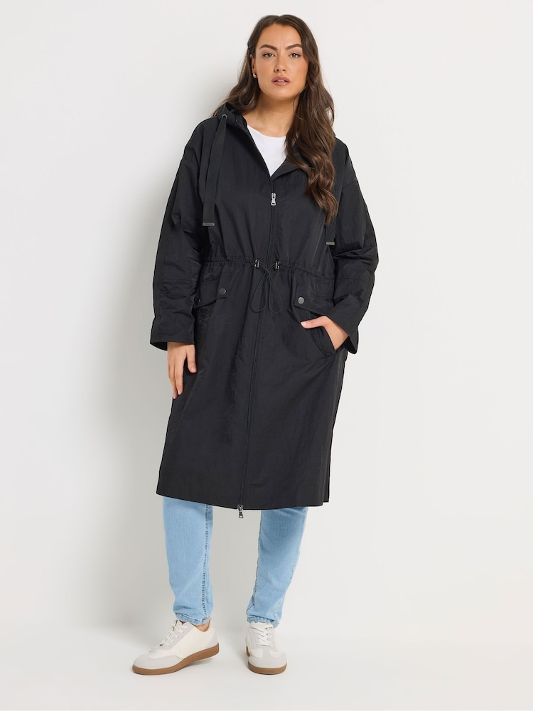 Yours Curve Black Longline Parka Jacket - Image 2 of 5