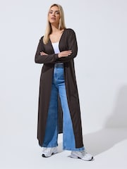 Yours Curve Brown Limited Ribbed Maxi Cardigan - Image 2 of 5