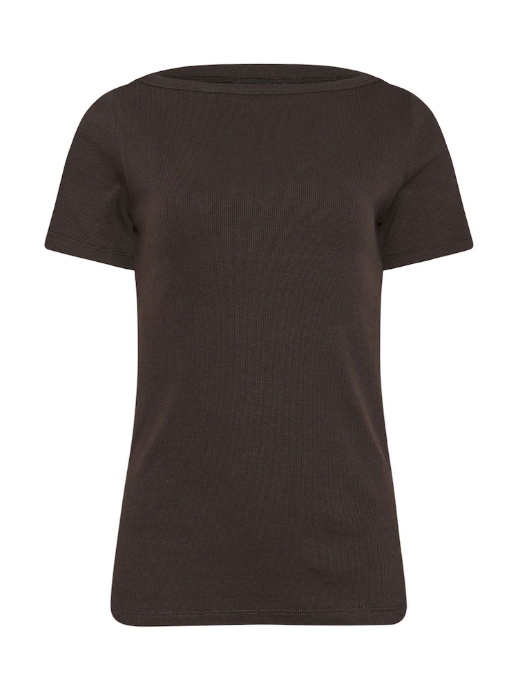 Long Tall Sally Brown Ribbed Boat Neck T-Shirt - Image 5 of 5 Long Tall Sally Brown Ribbed Boat Neck T-Shirt - Image 5 of 5