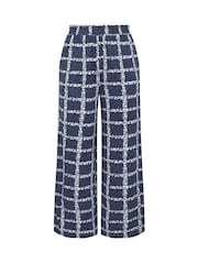 Yours Curve Blue Floral Checked Wide Leg Trousers - Image 5 of 5