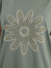 Yours Curve Green Placement Core T-Shirt - Image 4 of 5