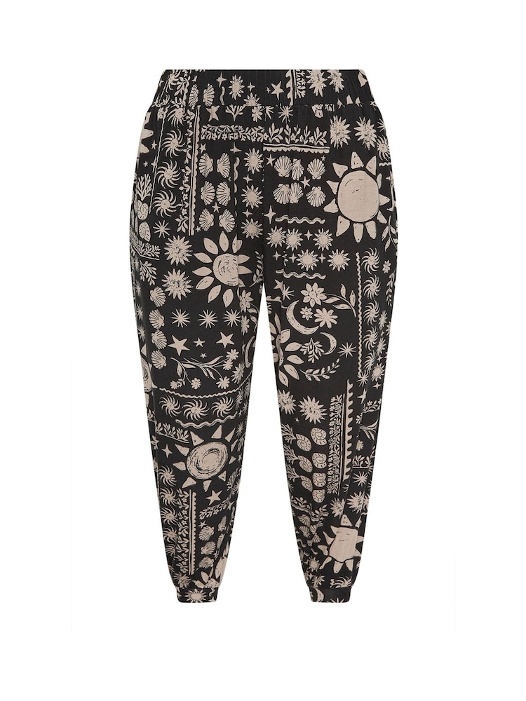 Yours Curve Black Celestial Cropped Harem Trousers - Image 5 of 5