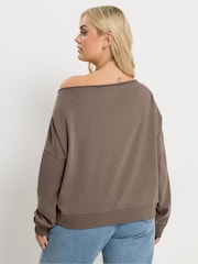 Yours Curve Brown Off Shoulder Sweatshirt - Image 3 of 5