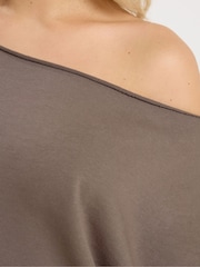 Yours Curve Brown Off Shoulder Sweatshirt - Image 4 of 5