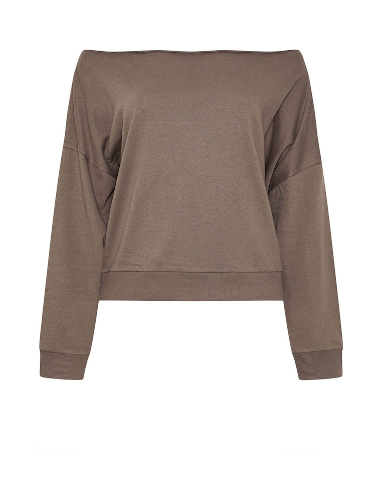 Yours Curve Brown Off Shoulder Sweatshirt - Image 5 of 5