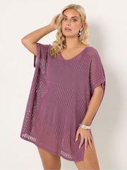 Yours Curve Pink Crochet Throw On Cover Up - Image 2 of 7