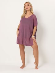 Yours Curve Pink Crochet Throw On Cover Up - Image 3 of 7