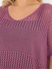 Yours Curve Pink Crochet Throw On Cover Up - Image 5 of 7