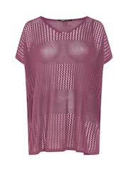 Yours Curve Pink Crochet Throw On Cover Up - Image 7 of 7