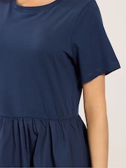 M&Co Blue Short Sleeve Jersey Woven Dress - Image 4 of 5