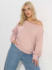 Yours Curve Pink Off Shoulder Sweatshirt - Image 1 of 5