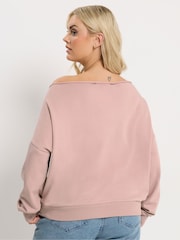 Yours Curve Pink Off Shoulder Sweatshirt - Image 3 of 5