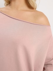 Yours Curve Pink Off Shoulder Sweatshirt - Image 4 of 5