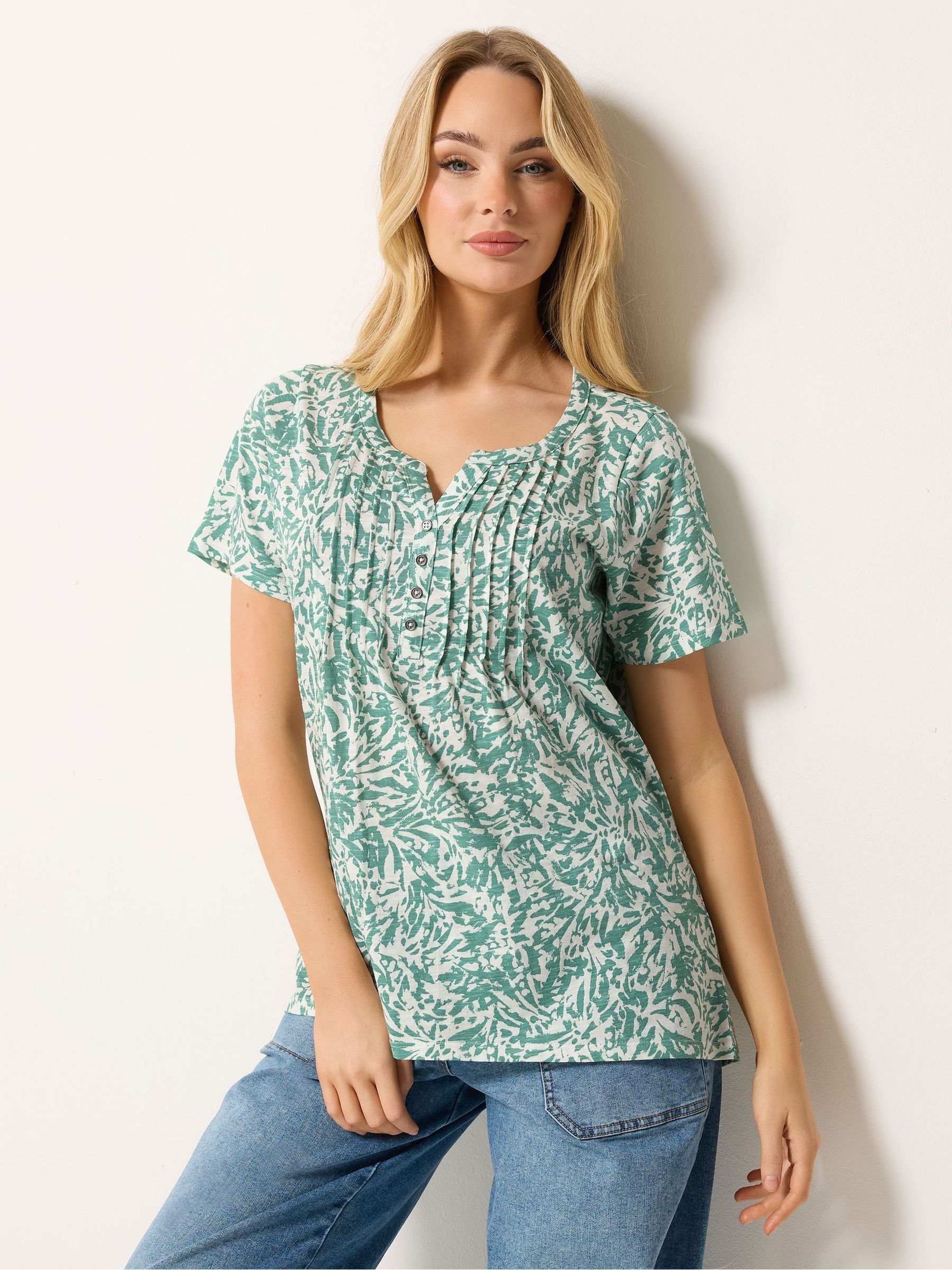 Buy M&Co Green Cotton Henley Top from Next USA