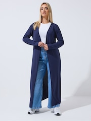 Yours Curve Blue Limited Ribbed Maxi Cardigan - Image 2 of 5