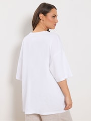 Yours Curve White Placement Print Boxy T-Shirt - Image 3 of 5