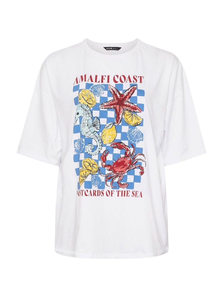 Yours Curve White Placement Print Boxy T-Shirt - Image 5 of 5 Yours Curve White Placement Print Boxy T-Shirt - Image 5 of 5