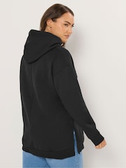 Yours Curve Black Triple Heart Leopard Hoodie - Image 3 of 6