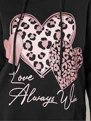 Yours Curve Black Triple Heart Leopard Hoodie - Image 5 of 6