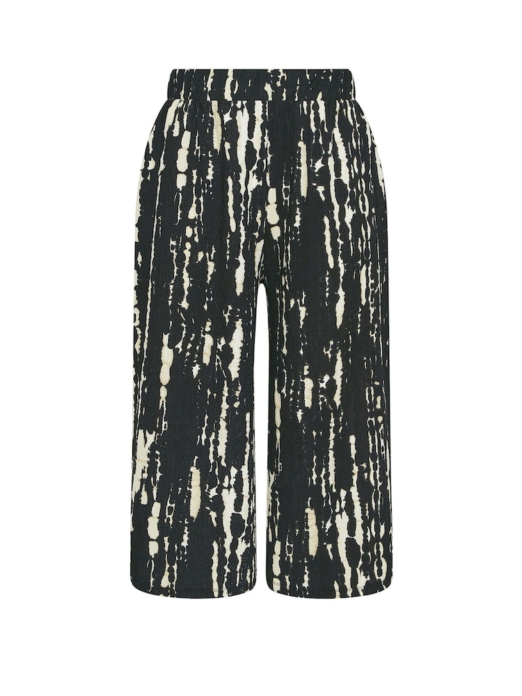 Yours Curve Black Cropped Abstract Wide Leg Trousers - Image 5 of 5 Yours Curve Black Cropped Abstract Wide Leg Trousers - Image 5 of 5