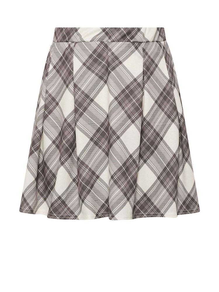 Yours Curve Natural Limited Checked Pleated Skirt - Image 5 of 5