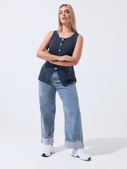 Yours Curve Blue Limited Knitted Waistcoat - Image 2 of 5