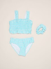 Miss Blue Gingham Bikini Set With Scrunchie - Image 1 of 6