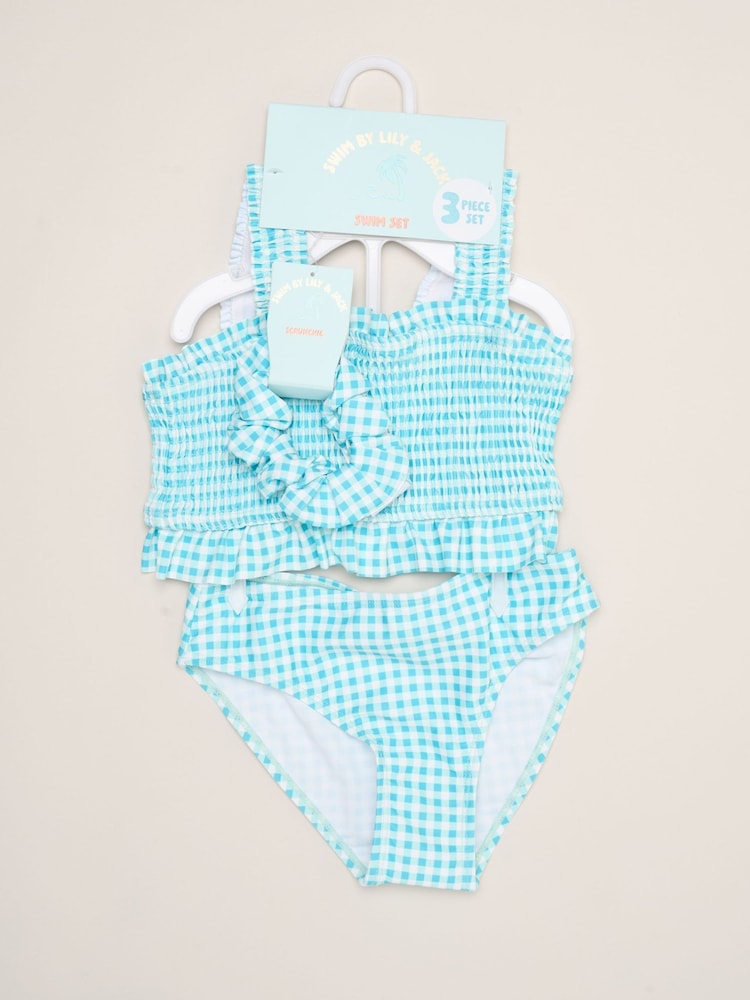 Miss Blue Gingham Bikini Set With Scrunchie - Image 2 of 6