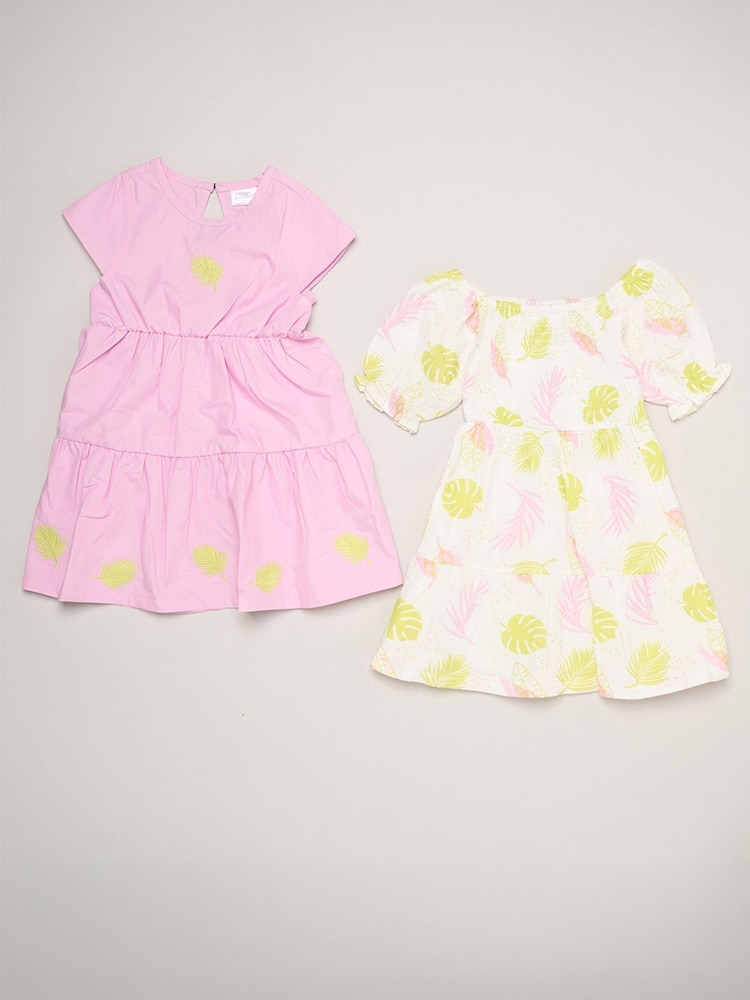 Miss Purple Floral Print And Chambray Dresses 2 Pack - Image 1 of 5