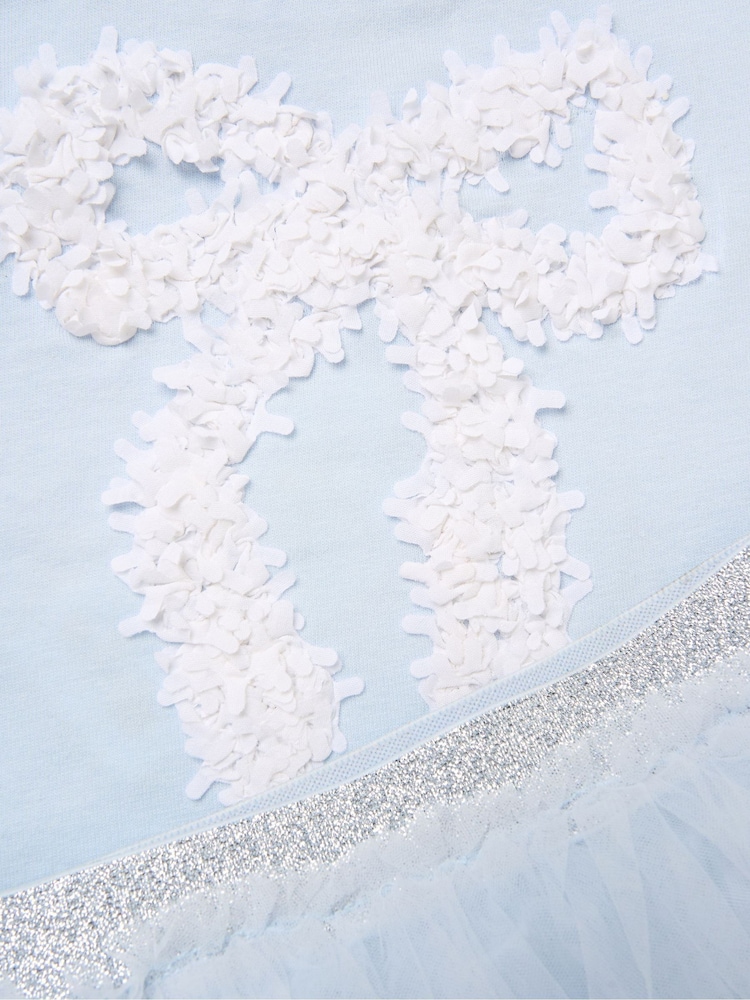 Miss Light Blue Bow Applique Short Sleeve T-Shirt And Tutu Skirt Outfit Set - Image 5 of 5 Miss Light Blue Bow Applique Short Sleeve T-Shirt And Tutu Skirt Outfit Set - Image 5 of 5
